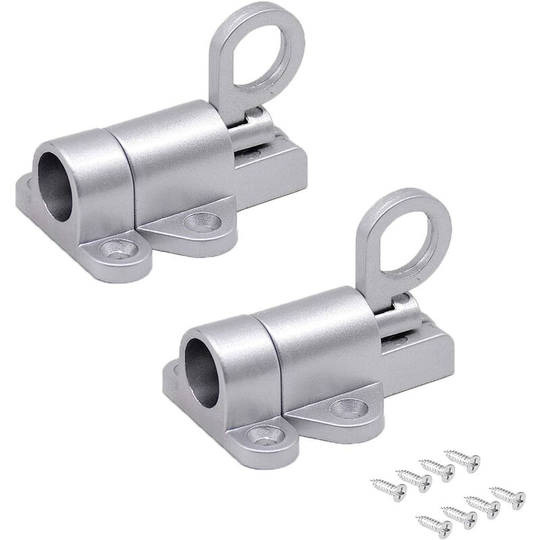 2 Pieces Automatic Door Latch, Made of Aluminum Alloy, Suitable for Windows, Wooden Doors, Bathrooms, Cabinet Doors (Silver)