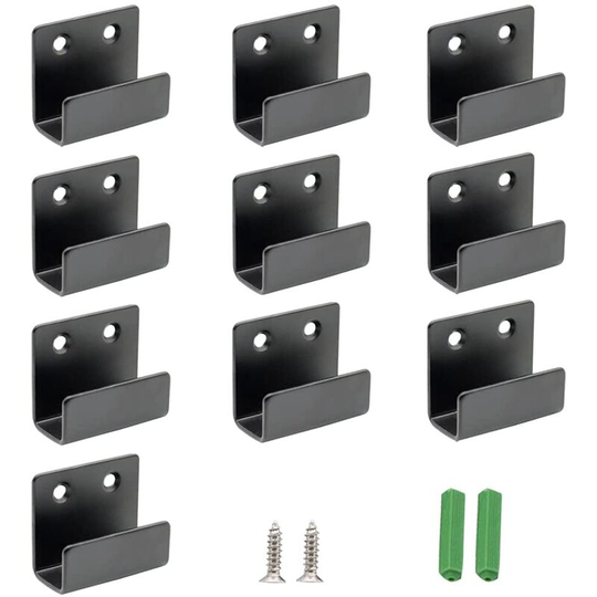 Stainless Steel Hooks for Ceramic Tile Wall Mounting, 10 Pieces Heavy Duty Bracket 20 Screws for Hanging in Bathroom and Kitchen (Black)