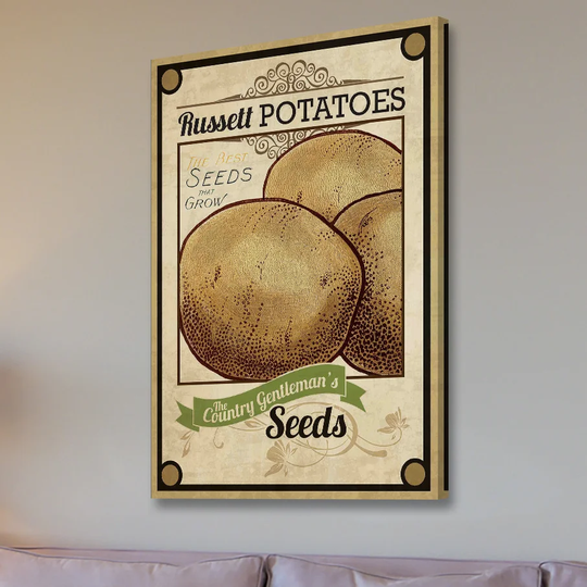 Seed Packet Potatoes - Wrapped Canvas Advertisement Print