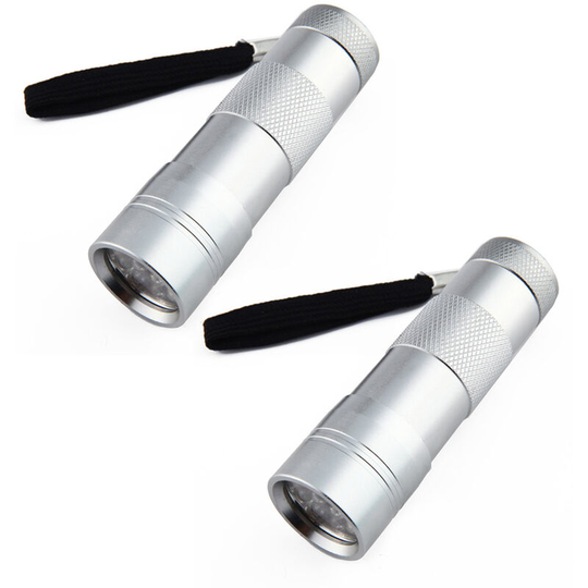 2pcs 12LED violet light flashlight, 395 violet light UV flashlight - silver