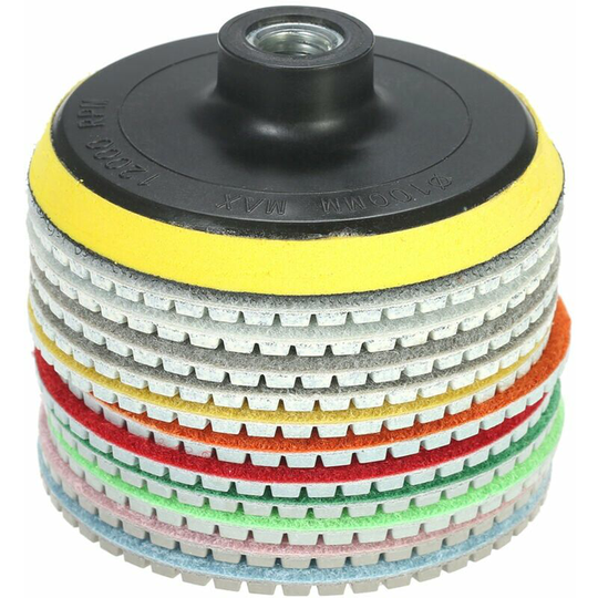 Swyeoot - Diamond Grinder Disc 11 Pieces 4 Inch Diamond Wet Polishing Pads Grinding Disc + 1 Backing Pad for Granite Marble Stone Ceramic Tile