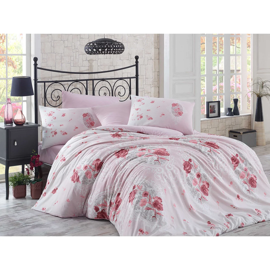 Cosby Dusty/Rose/White 100% Cotton Duvet Cover Set
