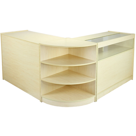 Monstershop - Zennith Shop Counter Cabinets & Retail Display Glass Showcase Set, Maple, Melamine mdf - Brown