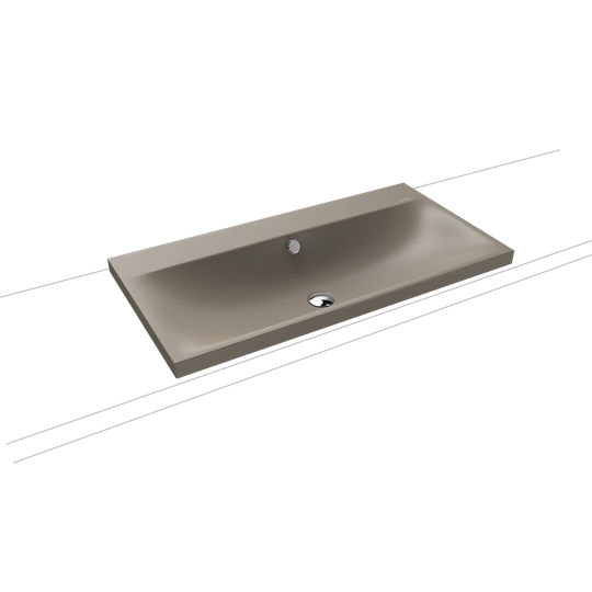 Silenio Warm Grey Steel Enamel Rectangular Inset Bathroom Sink