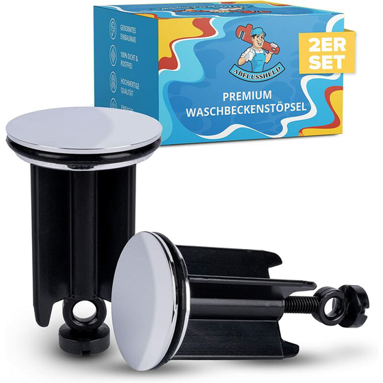 Perlerare - 40mm Basin Stoppers - Height Adjustable Stainless Steel Basin Stoppers - Basin Stoppers with Gaskets - 2 pcs