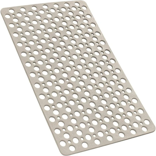 Kartokner - Bathtub Mat Non Slip with Suction Cups, Machine Washable, with Drain Holes 30 x 17 In (Khaki)