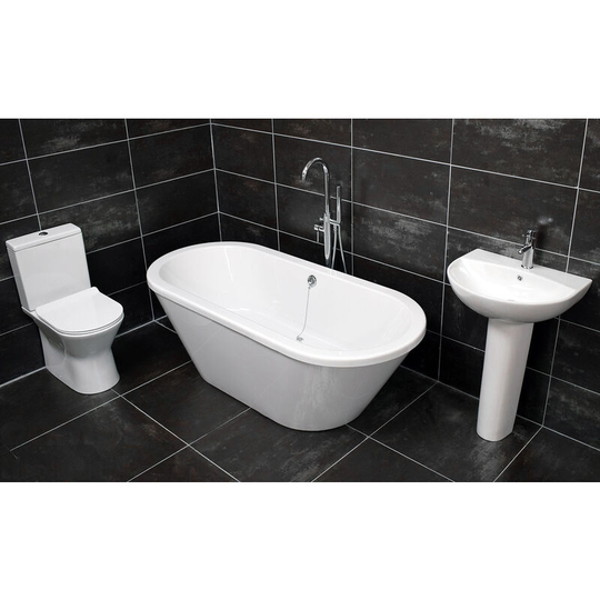 Molly Freestanding Bath Suite Modern Bathroom Set + Tap Option, Open back toilet-With no taps & wastes