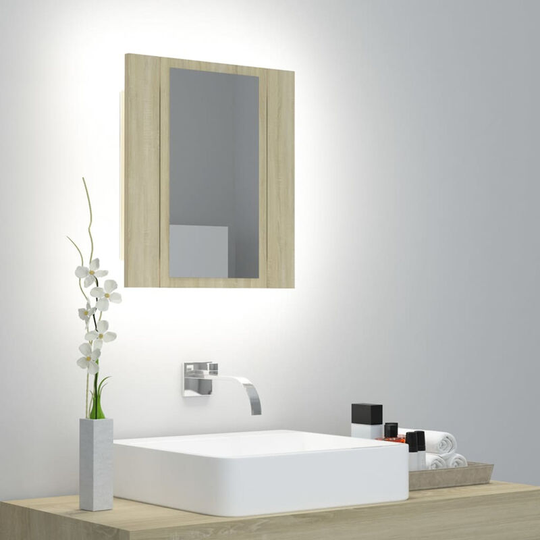 Led Bathroom Mirror Cabinet Sonoma Oak 40x12x45 cm