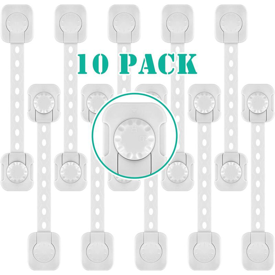 Sunflowergb - 10 Pack Child Safety Cabinet Locks Fridge Locks Drawer Locks Baby Proof Refrigerator Locks Child Safety Latches Strap Locks for