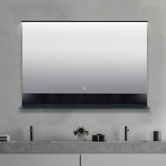 Skara Lighted Metal Framed Wall Mounted Bathroom/Vanity Mirror in Black