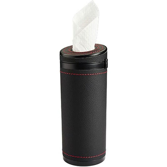 Car Cup Holder, MoreChioce Universal Tissue Dispenser PU Leather Paper Tissue Box Multipurpose Cylinder Towel Holder for Car Office,Black