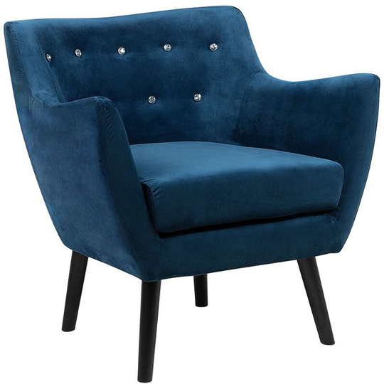 Beliani - Vintage Upholstered Accent Chair Armchair Velvet Fabric Sea Blue Drammen - Blue