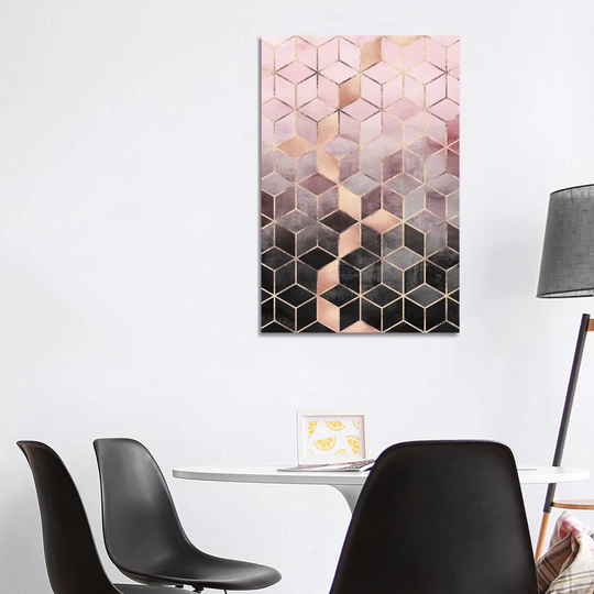 Pink & Grey Gradient Cubesi by Elisabeth Fredriksson - Typography on Canvas
