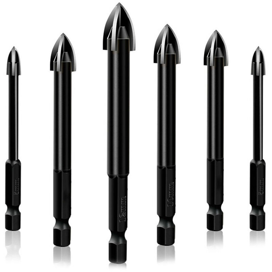 6 pcs Universal Drill Bit Set Carbide Drill Bit Multifunctional Drill Bits Glass Ceramic Full Ceramic Tile Wall Wood Hole Punch Drill Bits Set