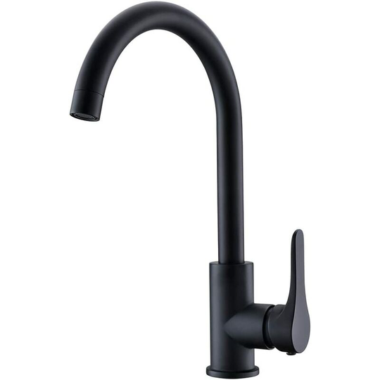 Black Kitchen Sink Mixer Tap with High Spout, 360° Rotatable Kitchen Faucet for Kitchen Sink Matte Black
