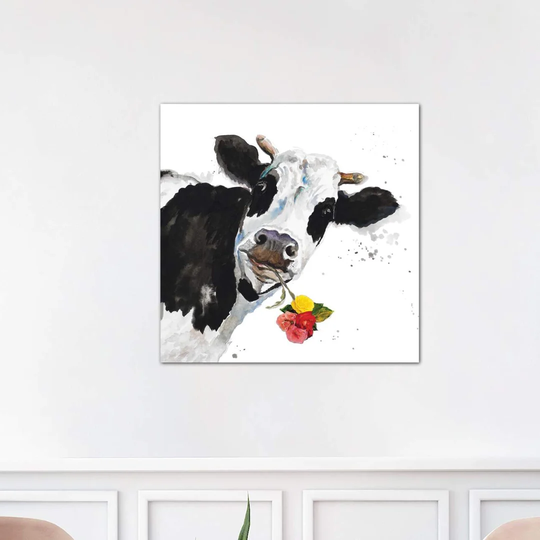 'Crazy Cow' Painting on Wrapped Canvas