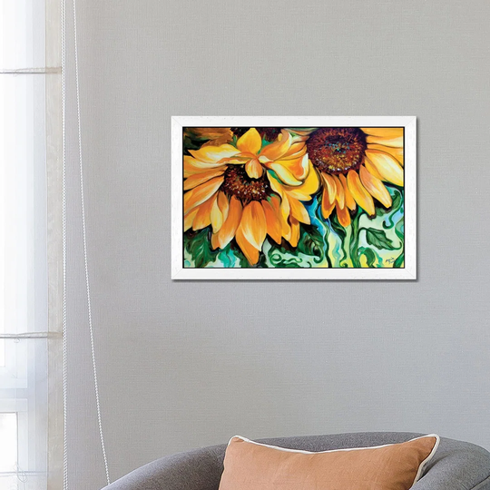 'Sunflower Dance' by Marcia Baldwin - Floater Frame Painting Print on Canvas
