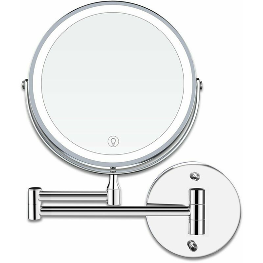 Morejieka - 8 Inch led Wall Mounted Makeup Mirrors Lighted Magnifying Mirror, 1x/10x Magnification usb Charging 3 Colors Adjustable, 360° Swivel