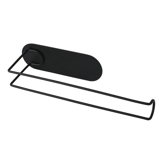 Kitchen Paper Towel Holder Self-Adhesive Paper Towel Holder Non-Porous Wallpaper Holder (Black)