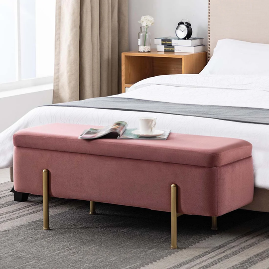 Aries 120Cm Wide Velvet Rectangle Storage Ottoman