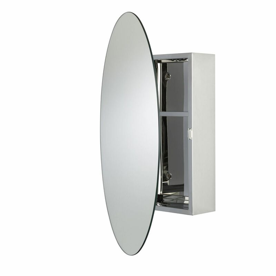 Tay Oval Mirror Cabinet Stainless Steel - WC870105 - Silver - Croydex