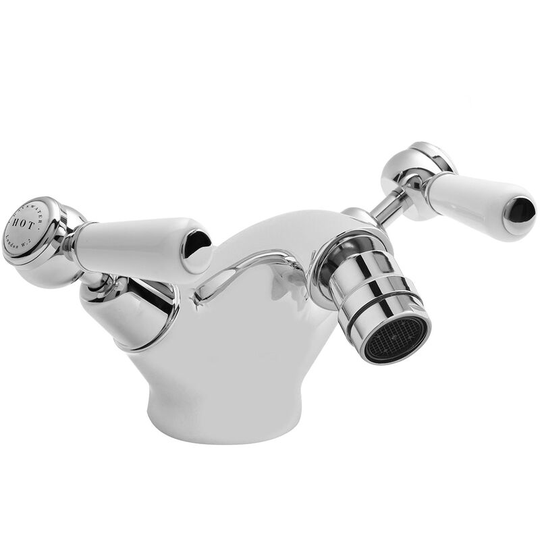 Lever Dome Mono Bidet Mixer Tap with Waste - White/Chrome - Bayswater