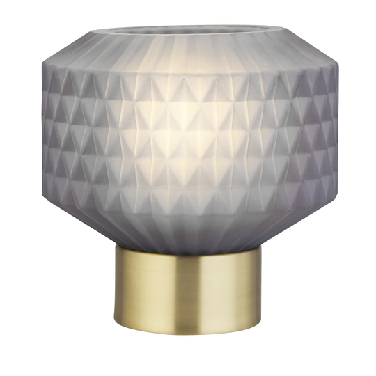 Boyer Navy Frosted Glass Lamp With Satin Brass Base