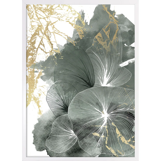 Green Linear Flowers II - Picture Frame Graphic Art