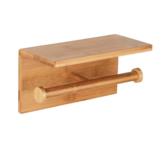 WENKO Toilet paper holder Duo Bambusa, Made of bamboo
