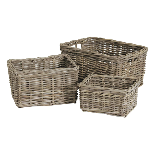 Baringer 3 Piece Storage Rattan Basket Set