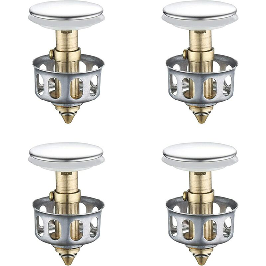 4 Pieces Universal Sink Strainer, Stainless Steel Basin, Sink Strainer, Drain Plug with Strainer with Basket, for Kitchen Bathroom, 35mm