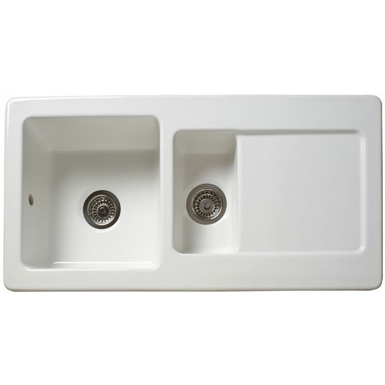 Ceramic White Single & Half Bowl & Drainer Sink - Reginox