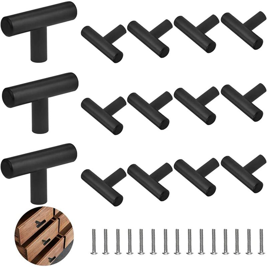 15pcs t Handle Cabinet Handle Single Hole t Type Stainless Steel Door Handle Drawer Handle Kitchen Cabinet Handle Cupboard Handle Black