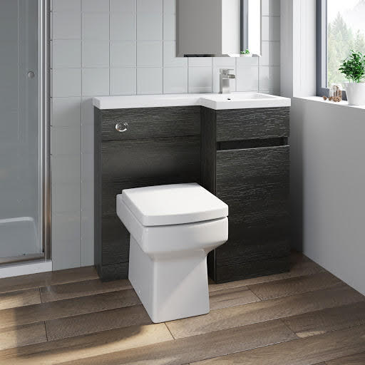 Artis Flat Pack Basin Vanity Unit & Royan Toilet Combination - 900mm Charcoal Grey Right Hand