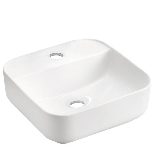 White Ceramic Square Bathroom Sink with Faucet