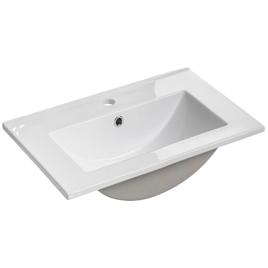 Oliveri White Ceramic Rectangular Bathroom Sink with Faucet and Overflow