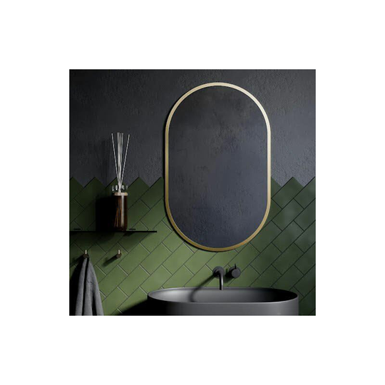 Vasari - Modern Wall Mounted Bathroom Mirror Oval Vanity Mirrors Brushed Brass 500x800mm - Brushed Brass