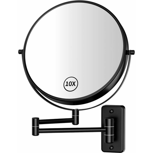 Wall Mounted Extendable Polished Bathroom Cosmetic Mirror Wall Mounted9 Inch Large Size Makeup Mirror with 1X/10X Magnification Double Sided 360°