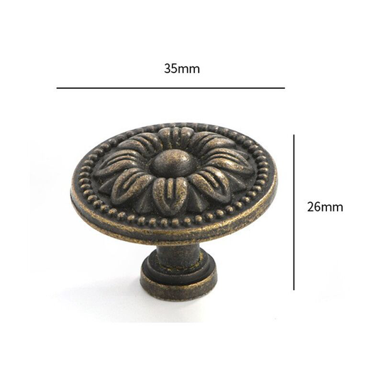 4pcs Single Bronze Round Knobs European Style Handle for Cabinet Furniture (35mm)