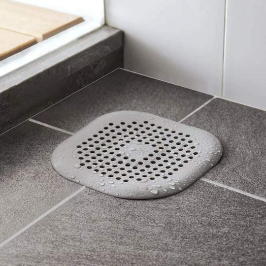 Shower Drain Cover, Silicone Tube Drainer Catch Hair Cap with Suction coute for Kitchen Bathroom, Rubber Flip Filing Bath Rubber (Gray)