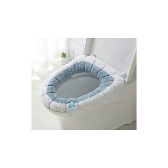 2 Pack Universal Waterproof Toilet Seat Cushion with Hanging Loop for Bathroom Soft and Warm Washable(Blue)