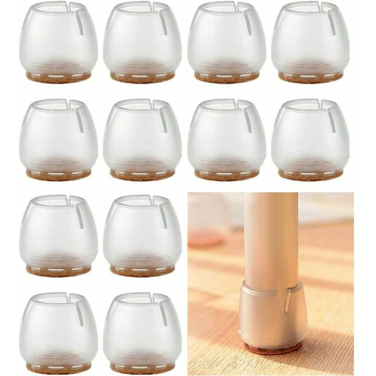 16 pcs Silicone Furniture Feet Pads 37-42mm Felt Chair Leg Floor Protectors Prevent Scratches Chair Leg Caps for Round Chair Legs Hardwood Floors