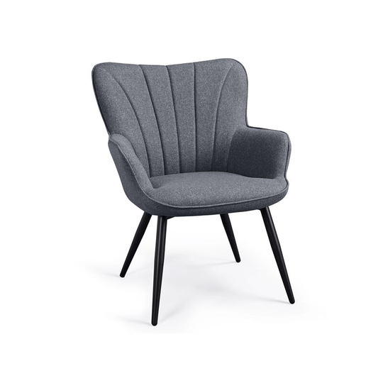 Modern Fabric Accent Chair Scalloped Armchair Sofa Lounge Tub Chair Cushioned Soft Seat with Sturdy Steel Legs for Living Room Bedroom, Gray - gray