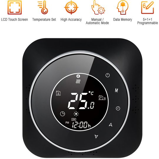 Asupermall - 95-240V Programmable Thermostat 5+1+1 Six Periods Touchscreen lcd with Backlight Water Heating Thermoregulator Temperature