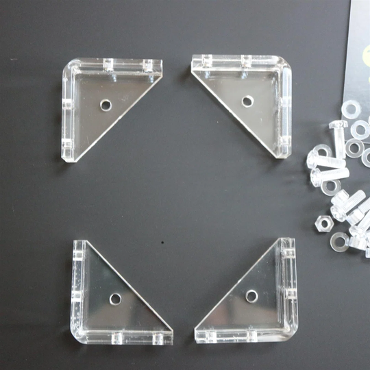 V3, 5mm thickness, Corner Brackets, Clear Transparent Perspex Acrylic + 20x M5 Bolts, Clear Right Angle Bracket, Corner