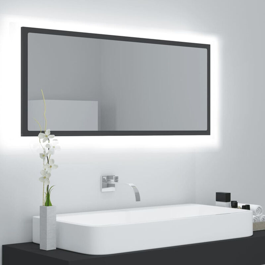 Led Bathroom Mirror Grey 100x8.5x37 cm Chipboard