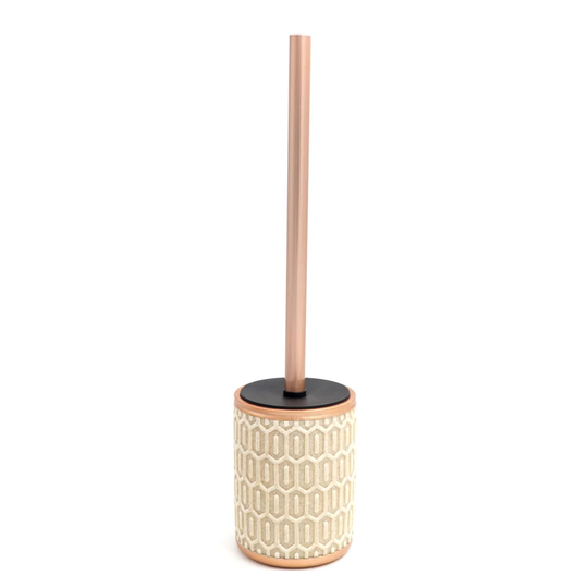 Laila toilet brush, beige, handle color: rose gold, polyresin / stainless steel