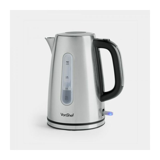 Vonshef - Electric Stainless Steel Kettle - Large 3000W, 1.7L Capacity Kettle with Fast Boil Time, Removable & Reusable Filter for Fresher Water &