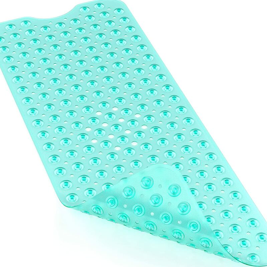 Perlerare - Bath Mat Large Non-Slip Bath Mat and Shower Mat Extra Long Bathroom Mats 40 x 16 Inches (Transparent Green)