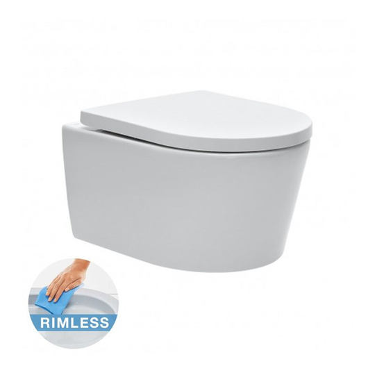Swiss Aqua Technologies Rimless wall-hung toilet and invisible fixings + softclose seat (SATrimless)